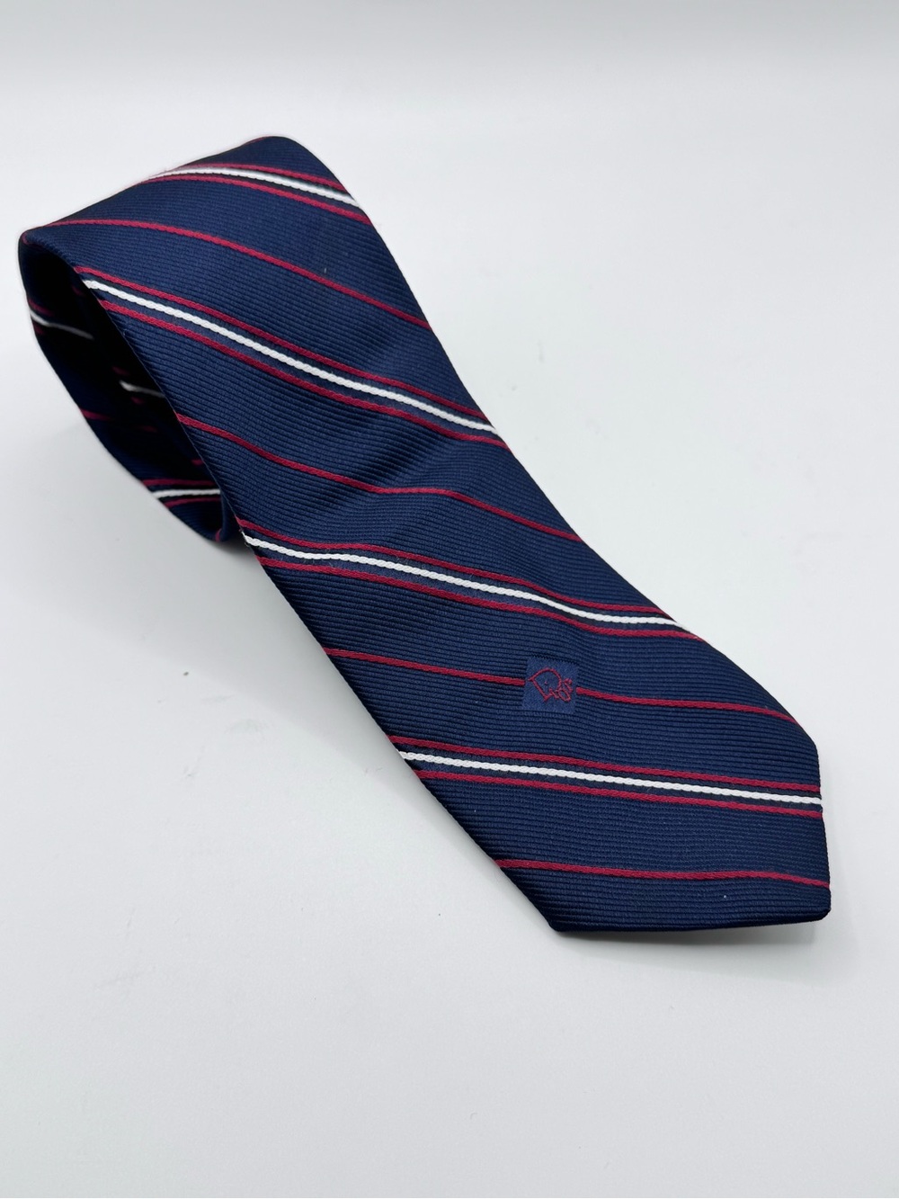 Vintage Christian Dior Necktie Blue/Red/White Striped Pattern Polyester Tie